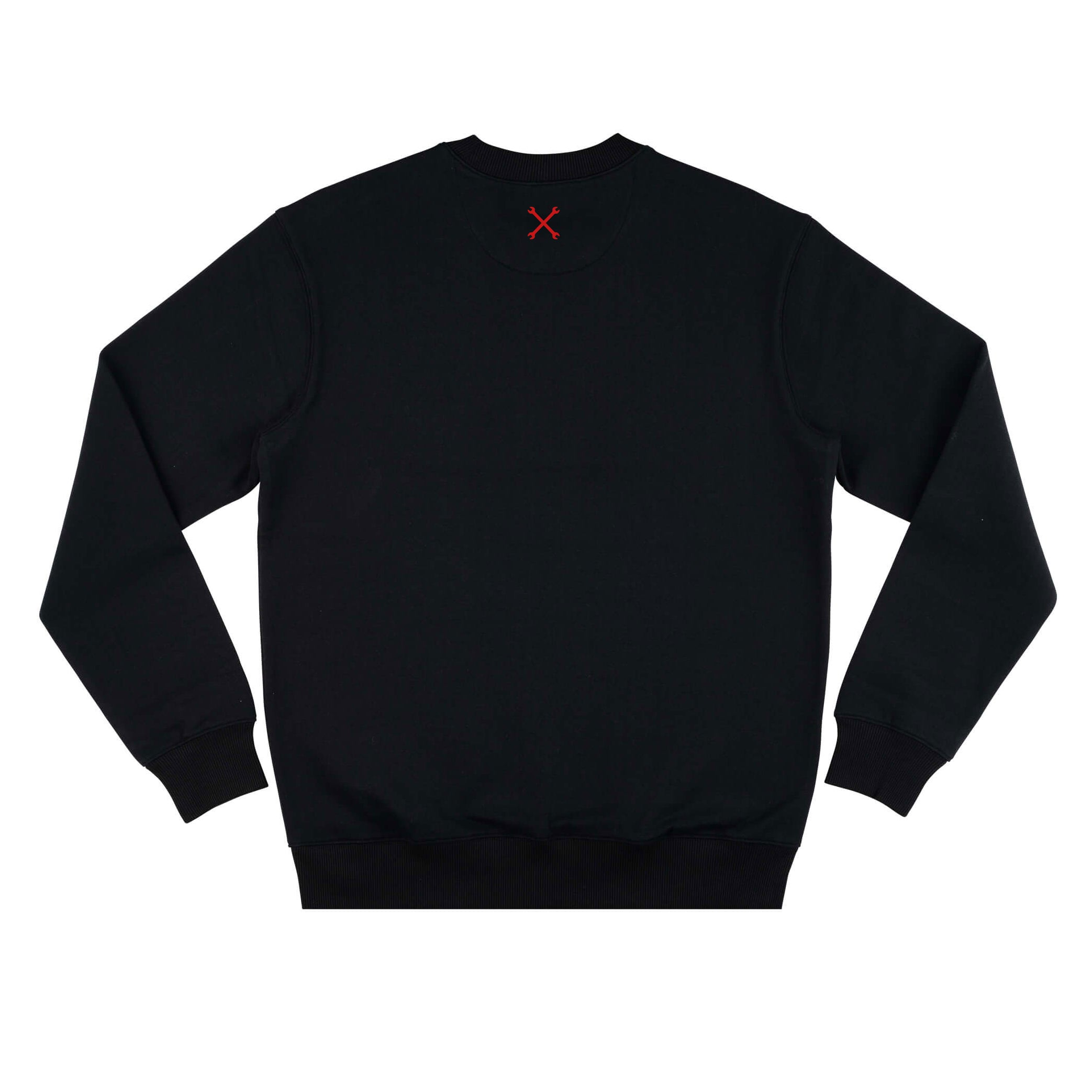 Black white outlet and red sweater